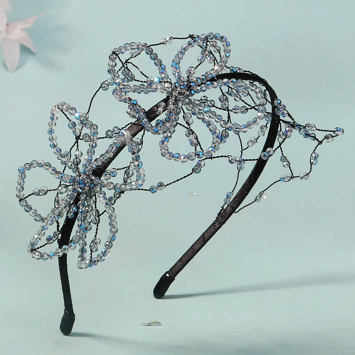 Bridal Tiara Crystal Headband Birthday Dinner Photo Shoot Hair Accessories Handmade Beaded Flower Headband