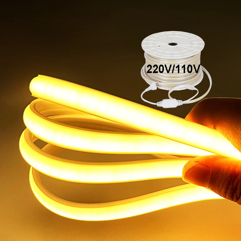 High Voltage Led Strip 110V/220V Cob Light IP65 Waterproof Strip Lights 3000K 4000K 6000K LED COB Strip Light