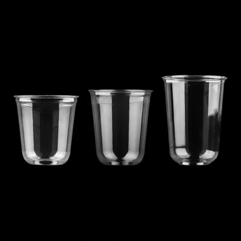 Factory Custom 90 Caliber U-Shaped Disposable Cups for Ice Cream Milk Tea Cold Drinks Coffee-Made of Plastic PET PP PVC