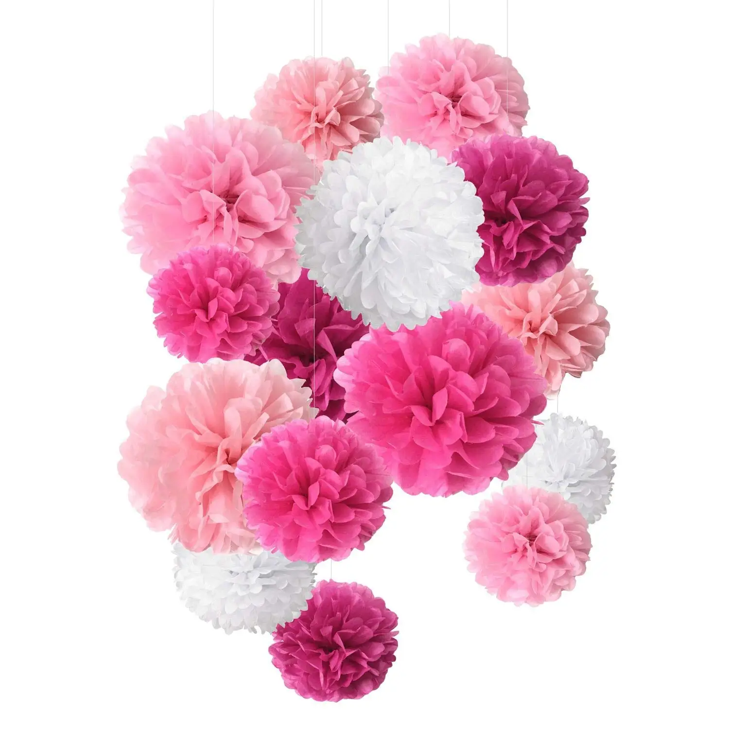 Wholesale Colorful and Various Sizes DIY Craft Hanging Tissue Paper Pom Poms Flower Balls Decoration
