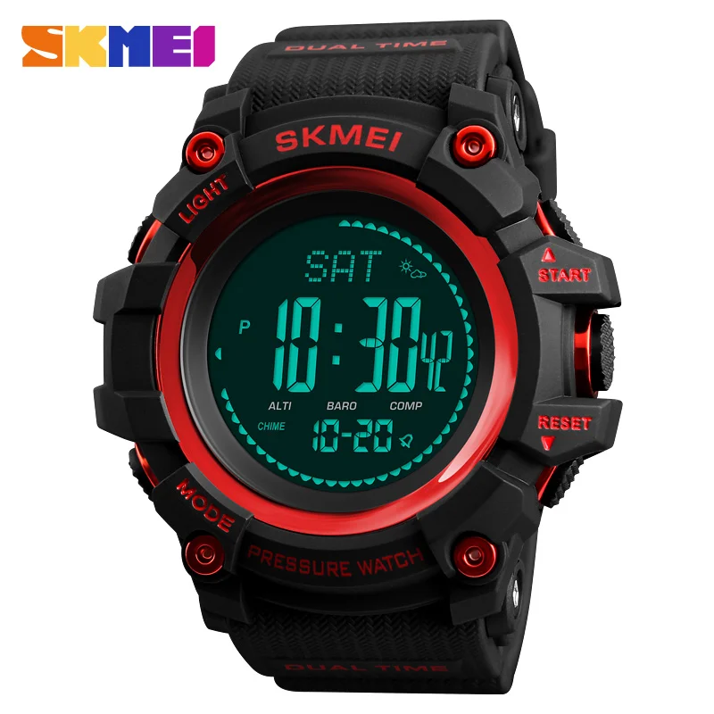 SKMEI 1358 Sport Stopwatch Compass Pedometer Watch Men Reloj de hombre Barometric Pressure Digital Watch