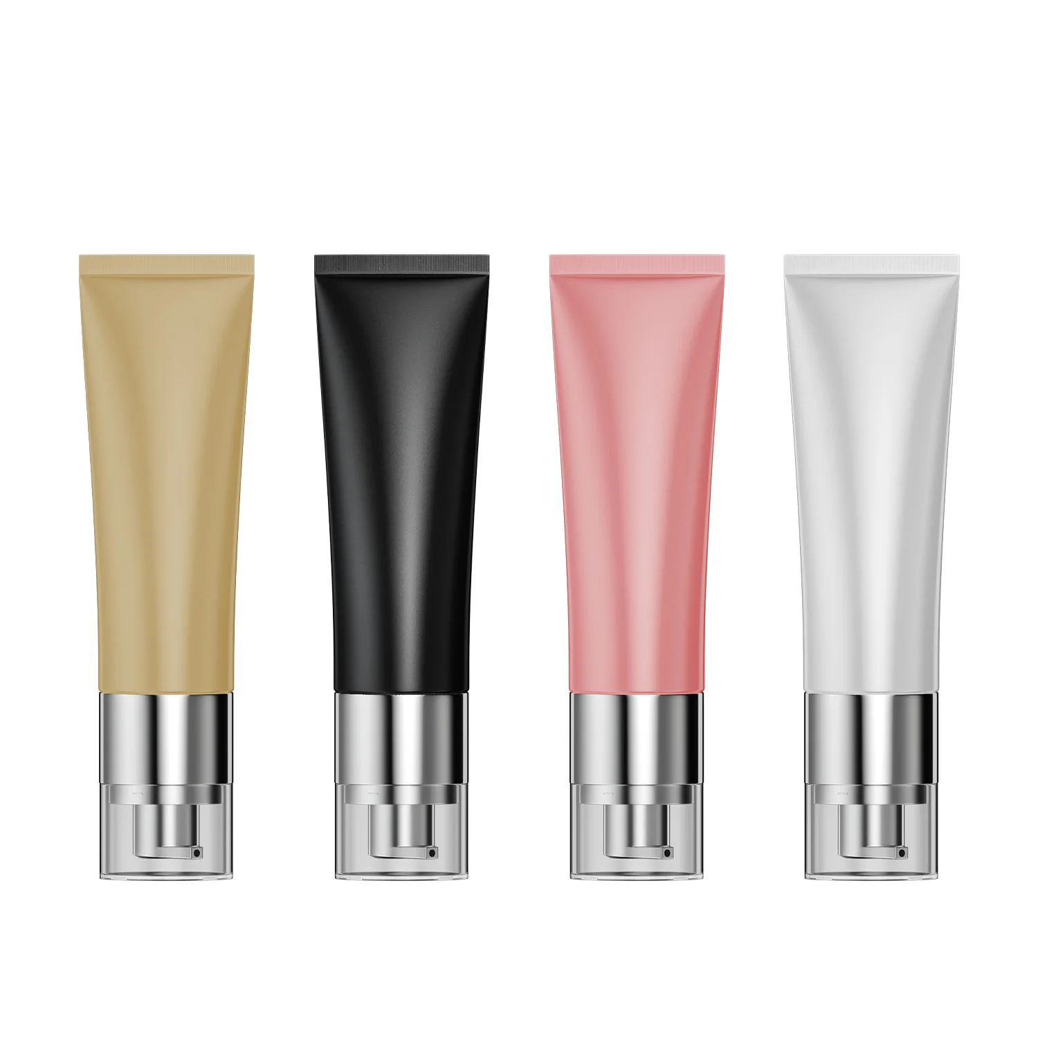 Fuyun 50ml matte black finish cosmetic PE plastic airless jar pump soft tubes for squeeze cosmetic cream lotion