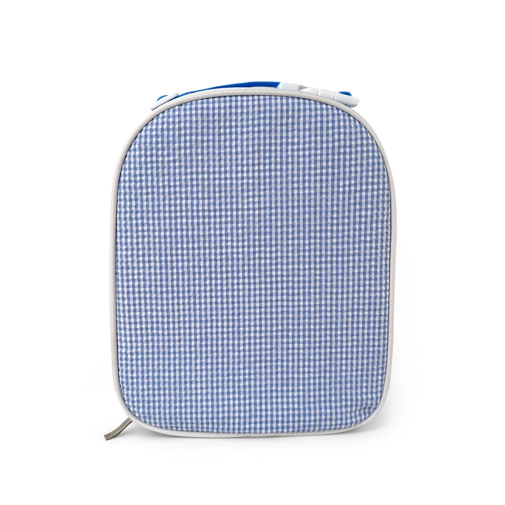 Gingham Seersucker Cooler Bag Light Weight Checked Food Bag for Daily Use Insulated Picnic  Bag DOMIL1860
