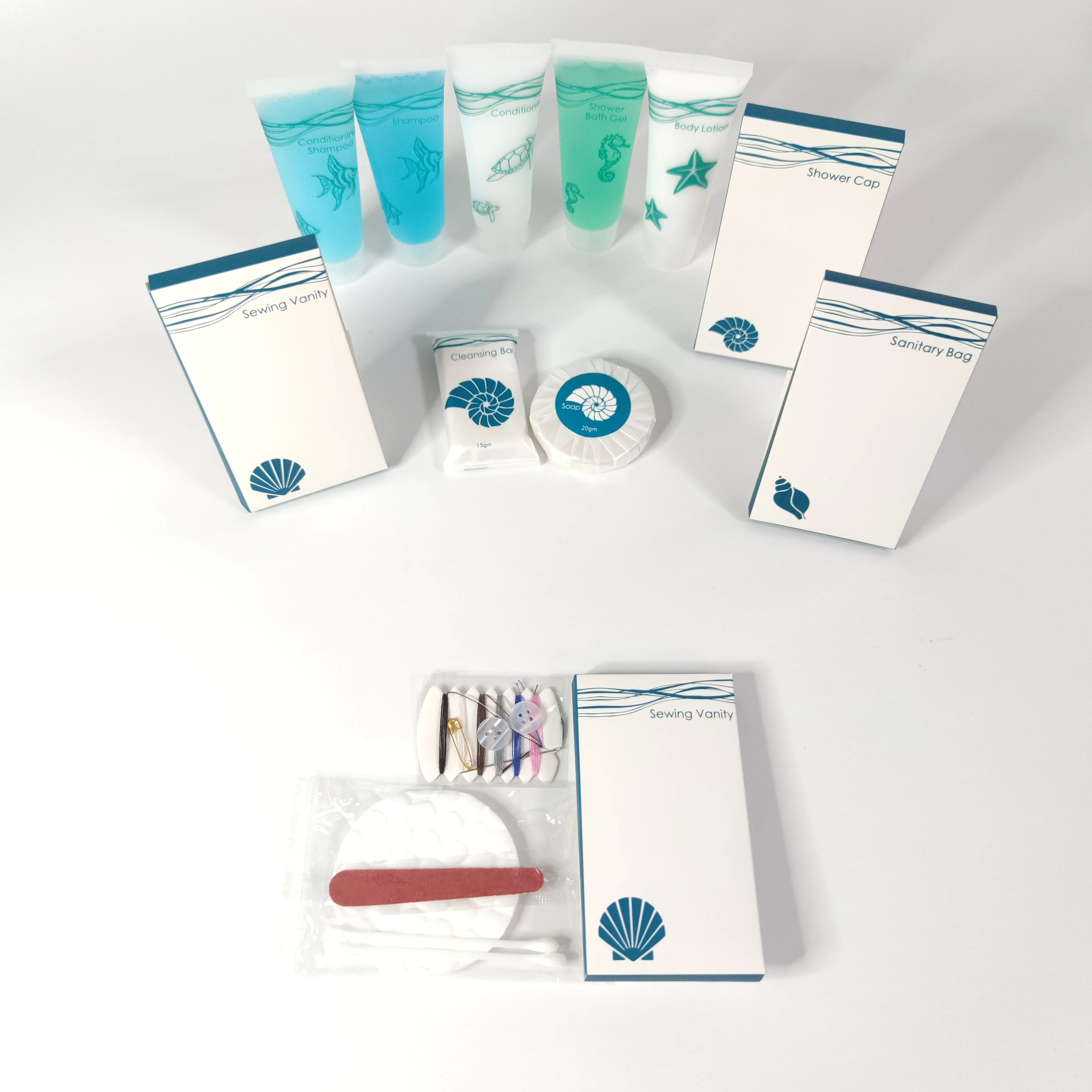 Wholesale hotel bathroom set amenities disposable hotel toiletry set slippers shampoo soap hotel