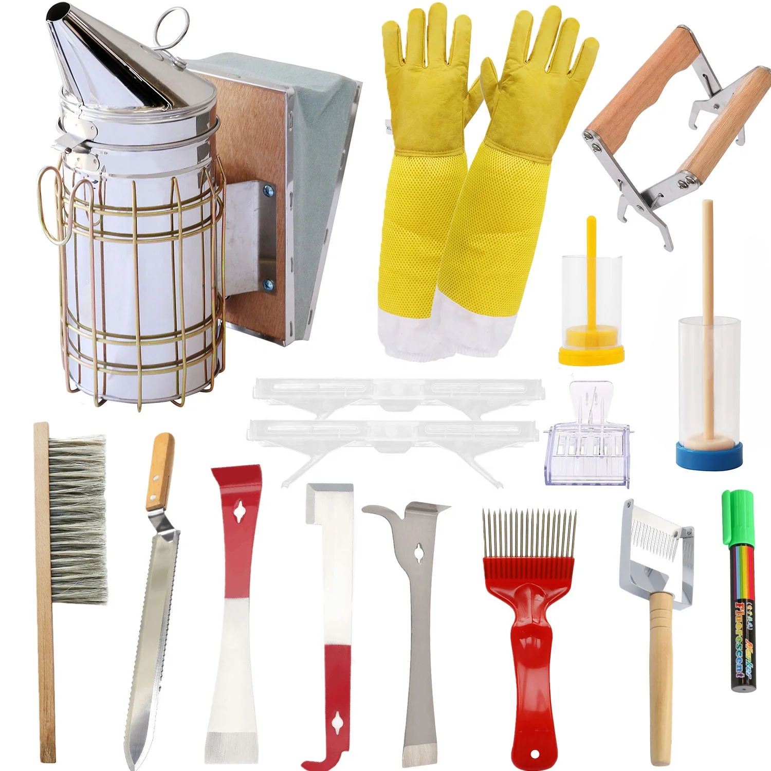 16Pcs Professional Bee Hive Tools, Beekeeping Supplies Bee Smoker Starter Kit, beehive Beekeeping Equipment