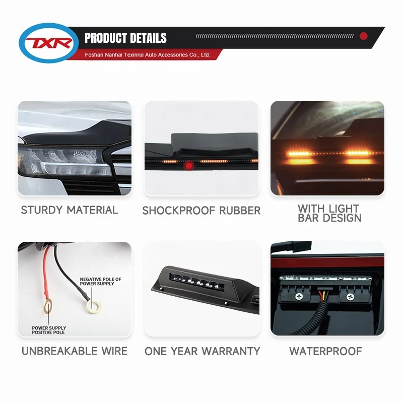 Bonnet Guard with Streamer Light Off-road Strong Beam Roof Searchlight Auto Exterior Accessories for TOYOTA LandCruiser LC300