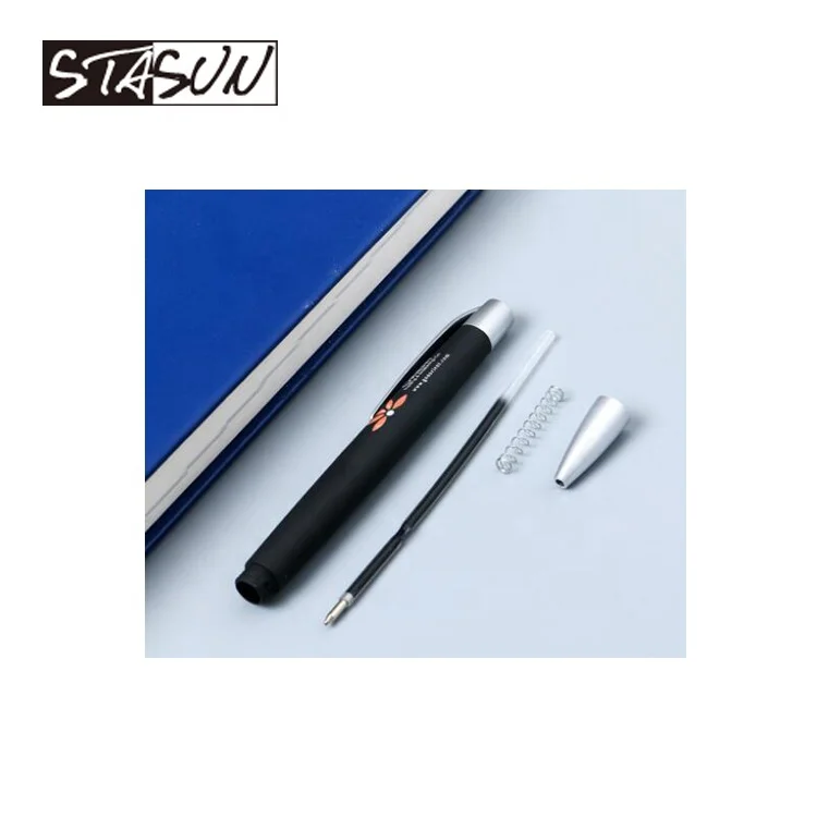 STASUN Promotional Ball Pen Logo Printed Pen Colorful Rubber Coating Pen Retractable Ballpoint Customized Printed Less MOQ