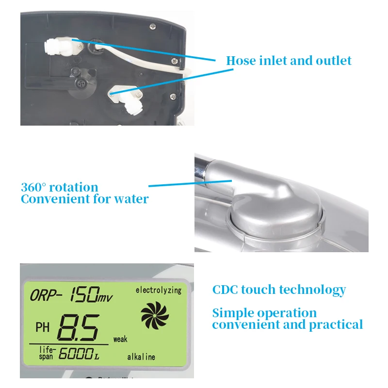 Terveellisen juomaveden annostelija Alkaline Water Ionizer PH ionisoitu vesi ionisoitu
