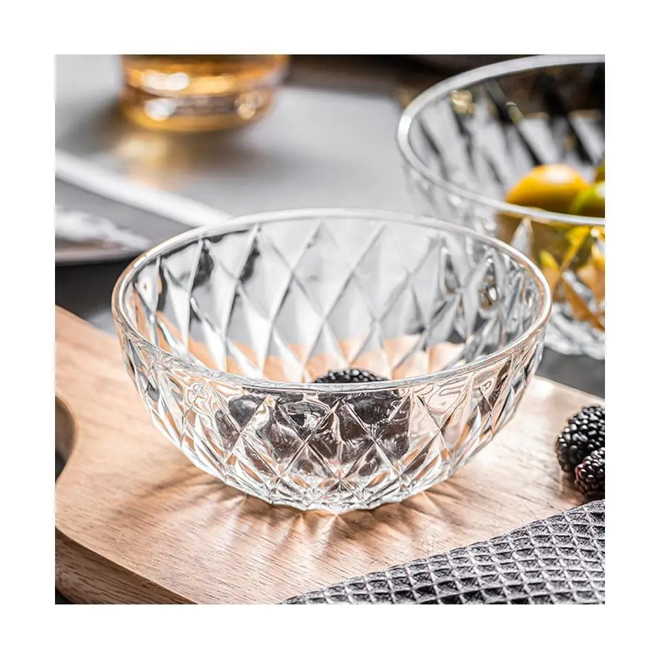 Large Custom Size Bohemia Design Gift Set Glass Cup Salad Sugar Tableware Glass Bowls Mixing Serving Dish Food Bowl