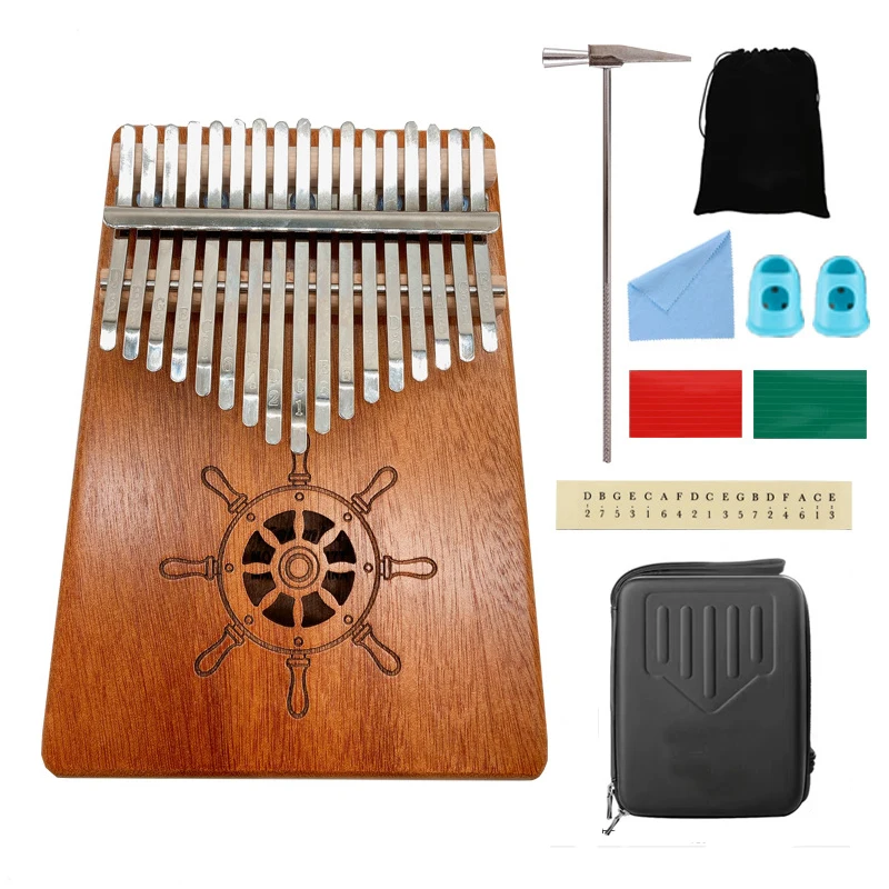 
Kalimba Set - Bag Spring Steel Key Keys Tines Natai 17 Portable Mahogany Transparent Thumb Piano 