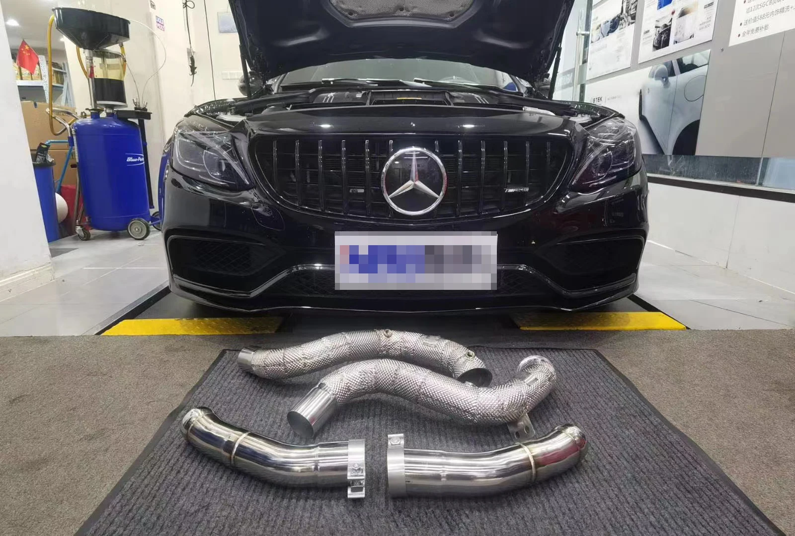 High flow exhaust downpipe for Mercedes Benz C63 E63 4.0T