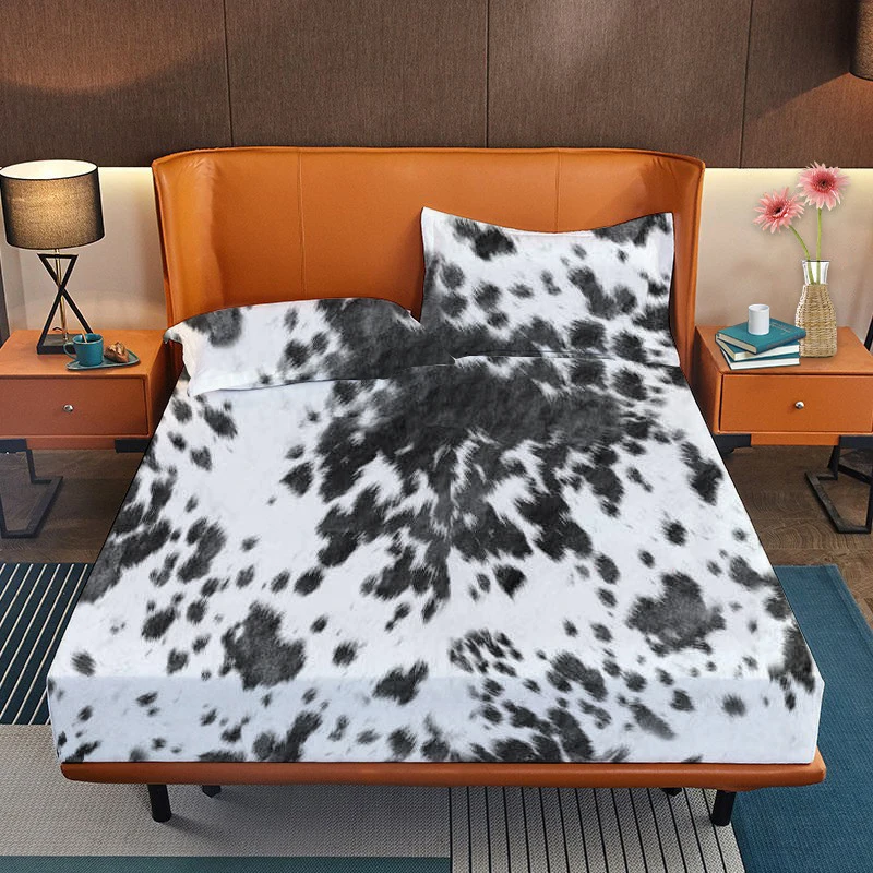 Custom Design Cow Print Western Style Leopard Frill Bed Sheets