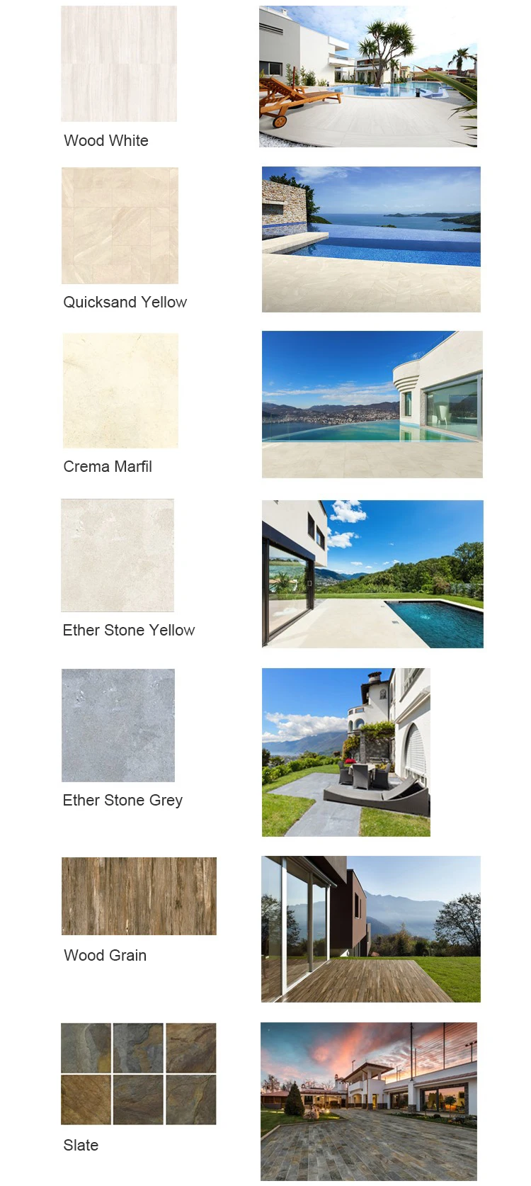 multi patterns and colors available for ceramic tiles