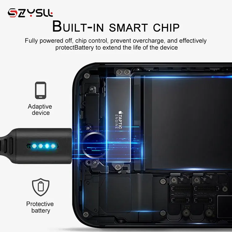 
2019 Fast Charging Aluminum Alloy Type-C 8-Pin Mini Charger Type C Data Nylon Braided Smart Automatic power-off USB Cable 