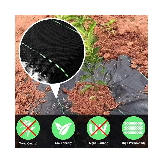 black agricultural mulch film polypropylene ground cover weed mat with holes