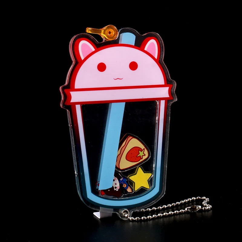 Vograce Manufacturers Wholesale Kids Korean Pink Acrylic Charm Cartoon Anime Clear Openable Replaceable Shaker Acrylic Keychain