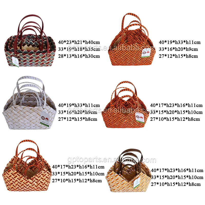 Hot Sale Wood Chips Knitting Paper Rope Mixed Woven Hand  Basket Handbag Shape Cosmetic Packaging Gift New Year Girl Gift Basket
