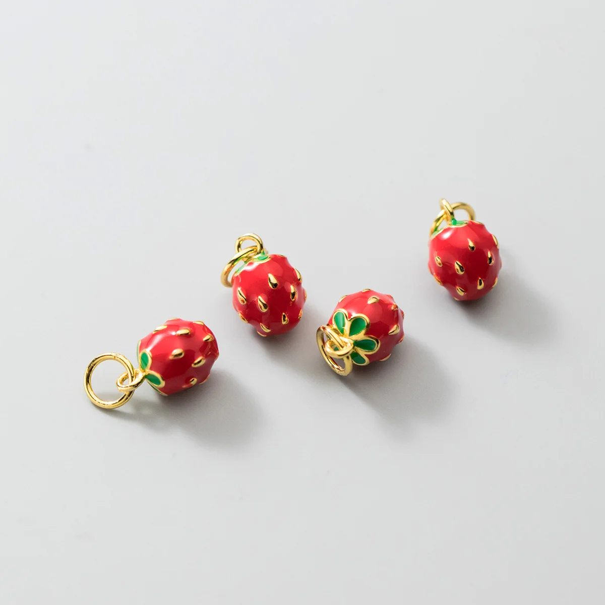 Amiee Jewelry Cute Charms 925 Sterling Silver Custom Pendant Enamel Strawberry Pendant