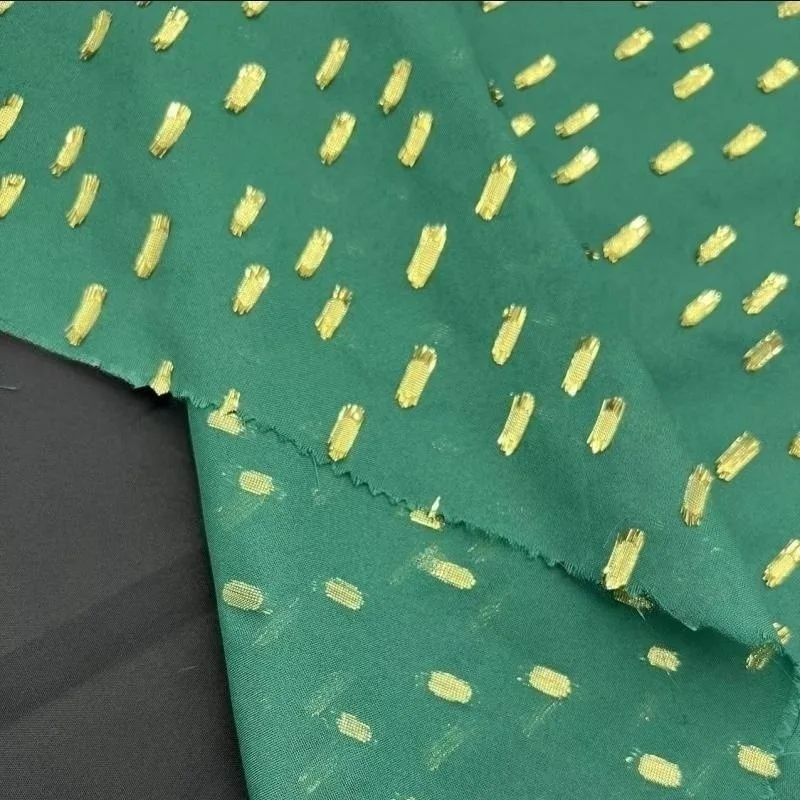 Yarn Dyed Gold Lurex 100Polyester jacquard Fabric cut flower chiffon fabric for blouse