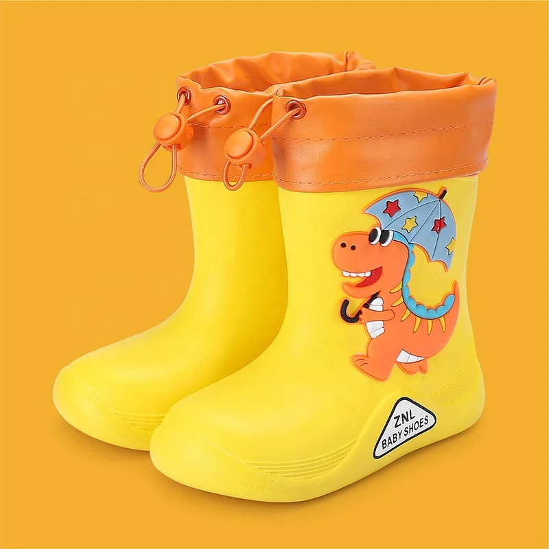 Cheap Cute Dinosaur OEM Children Rainy Shoes Girls Boys Waterproof Shoes Flat Heel EVA Rain Boots