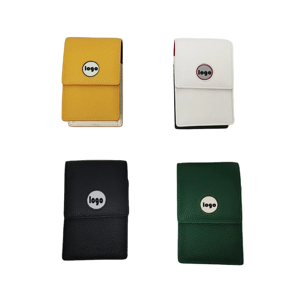 Custom Premium Leather Magnetic Suction Type Universal Golf Rangefinder Case with Carabiner Belt Clip for Golf Rangefinder Bag