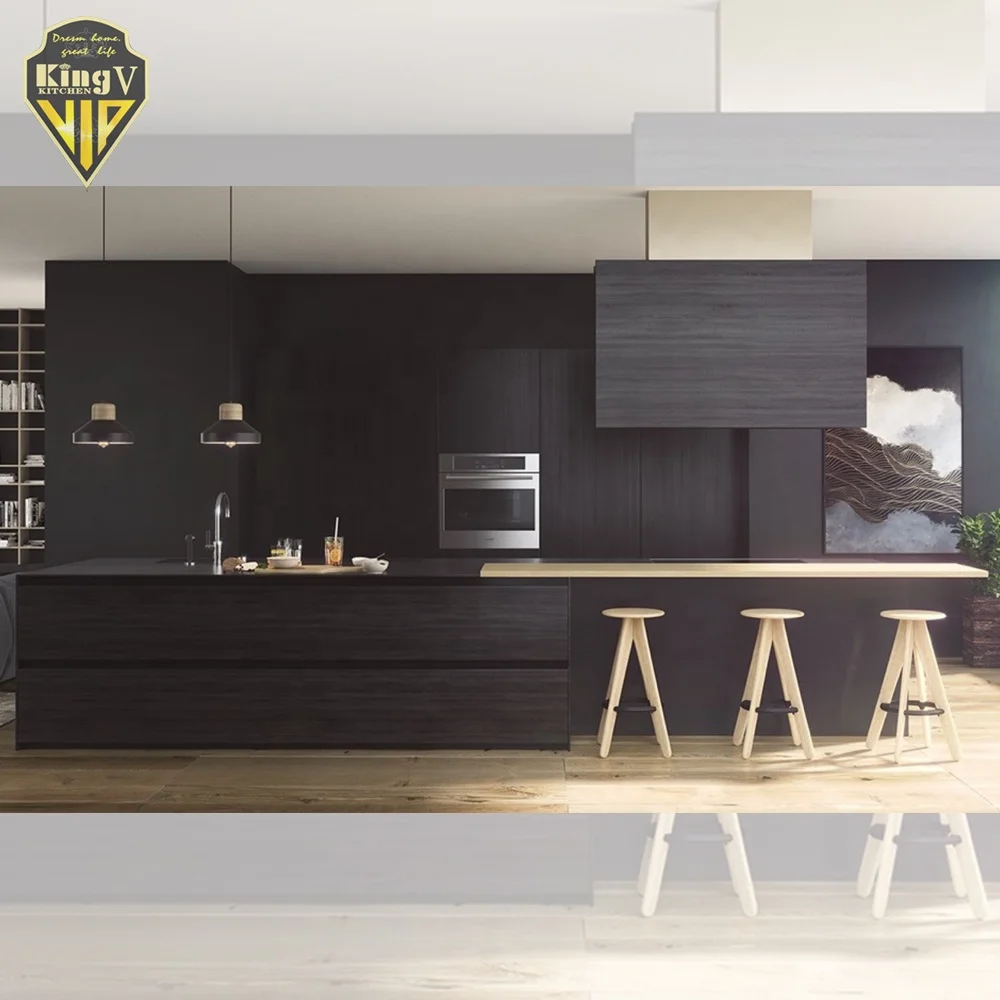 KINGV Gray modern style waterproof kitchen, high-end customization, free quotation, welcome to consult
