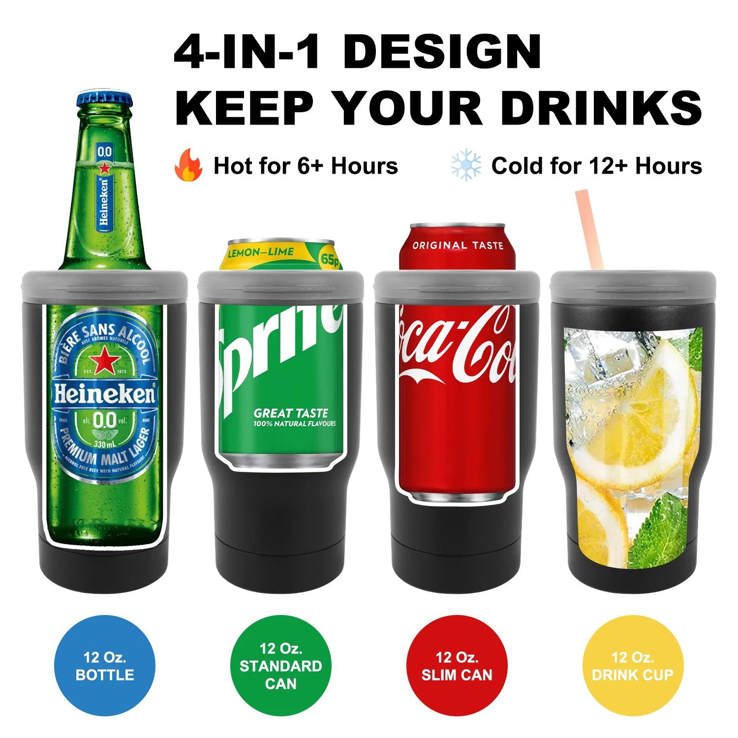 Outdoor Drinking Stainless Steel Insulated SS Can Cooler 2 in 1 Beer Can Tumbler Universal Can Cooler With Opener