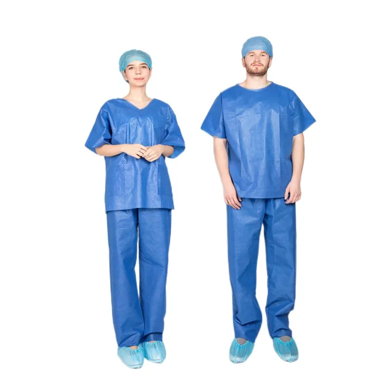 Unisex SMS Disposable Scrubs Hospital Uniforms Nursing Scrub Suit Medical Nonwoven Scrub Suit
