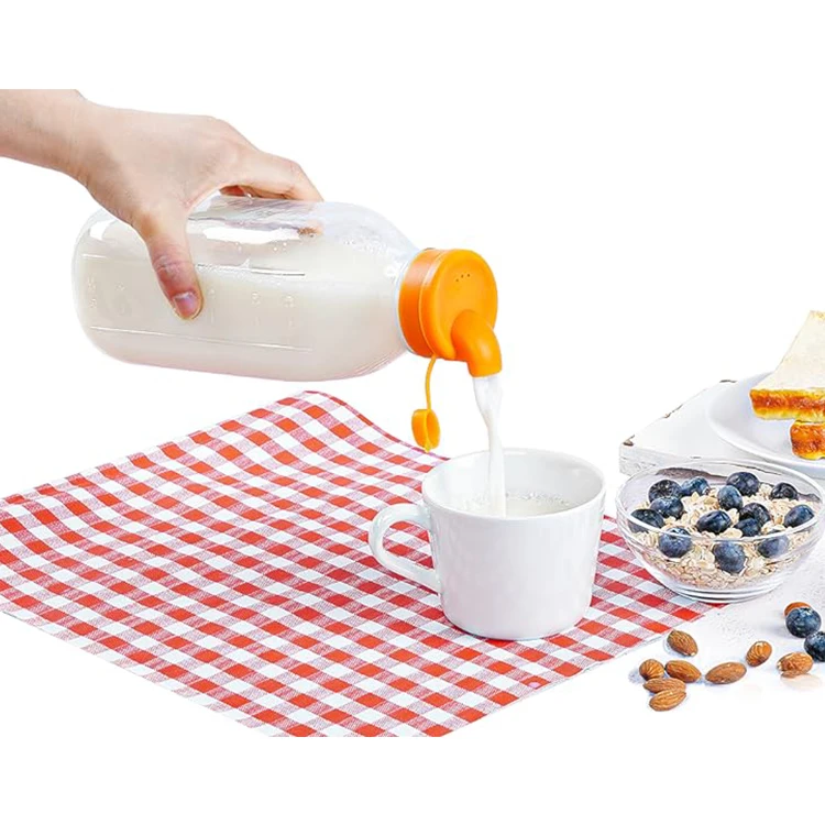 Reusable 8oz 12oz 16oz 32oz 2L Square Glass Milk Bottles With Pour Spout And Airtight Screw Glass Beverage Bottles