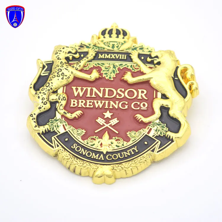High Quality 3D Gold Plated Metal Nameplate WINDSOR BREWING Personalized Name Plates for SONOMA COUNTY