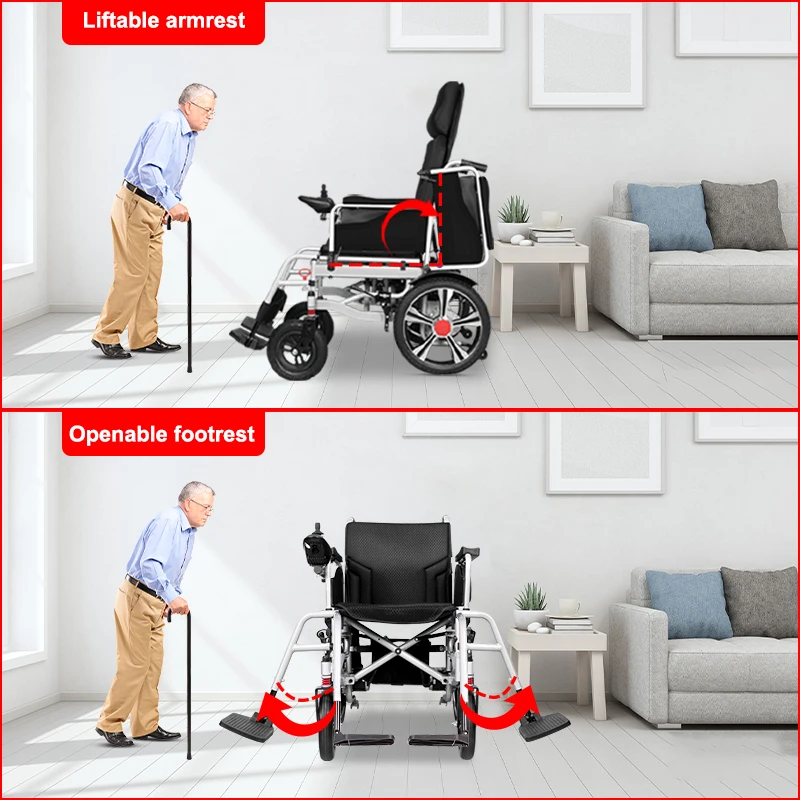 Best Seller Excellent All Terrain Soft Electric Wheel Chair Elderly Folding Power Electric Wheelchair with Big Wheels