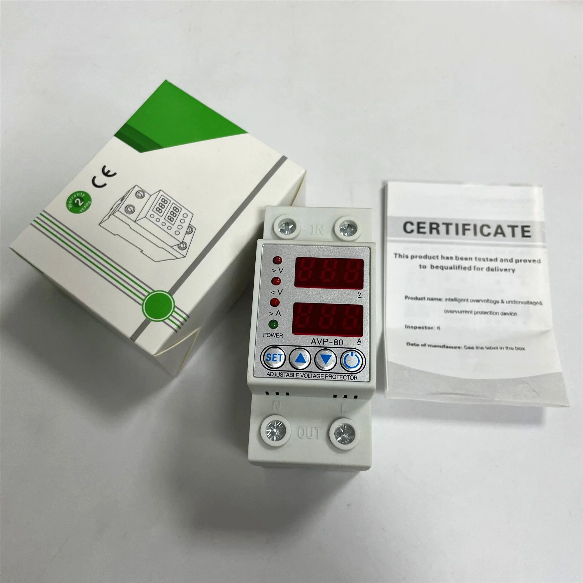 80A 230V Din rail adjustable over voltage and under voltage protective device protector relay with over current protection