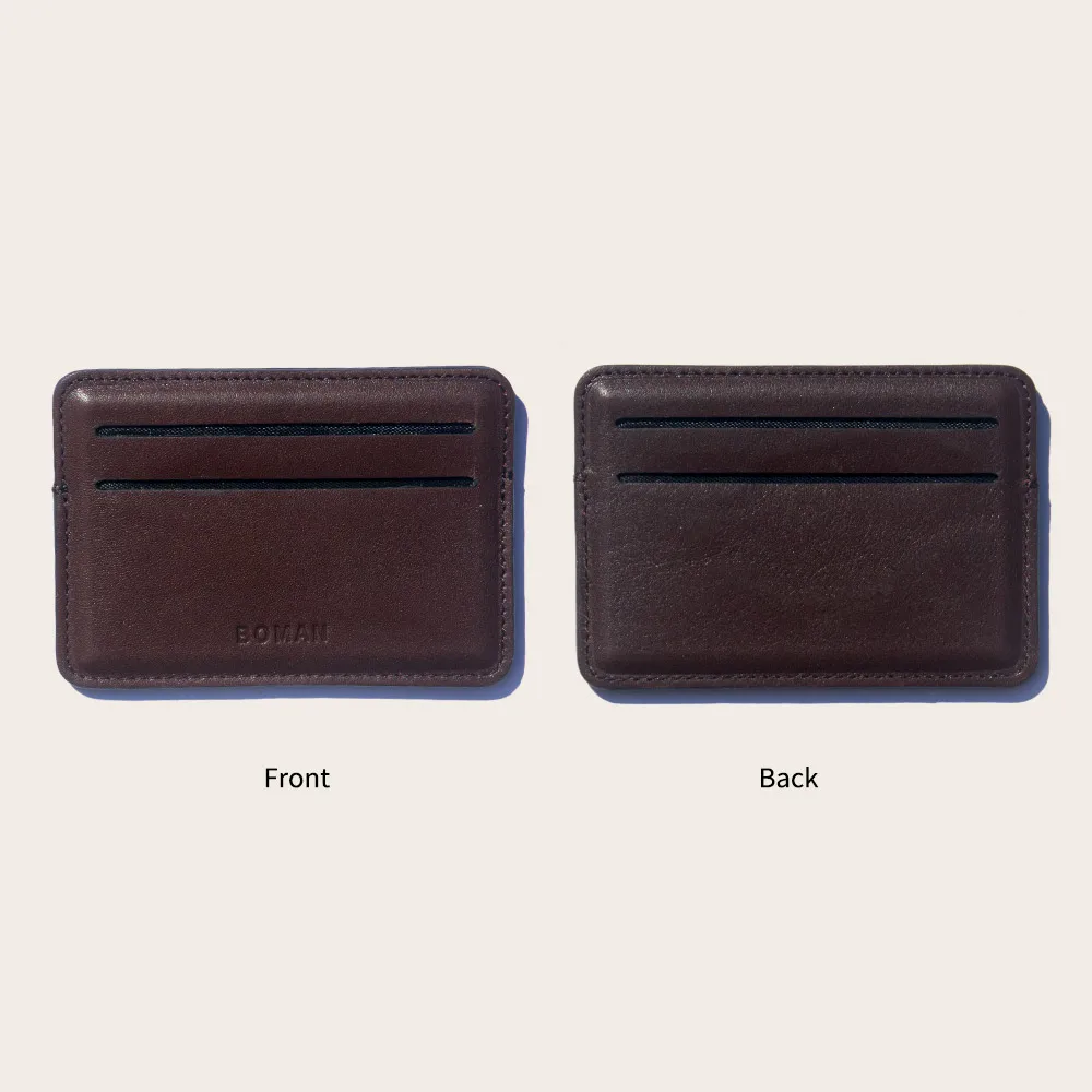 Vegetable tanning leather slim business women men custom logo magnetic credit card holder wallet
