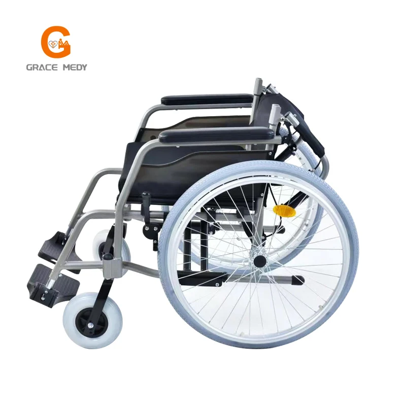 Lightweight Manual Wheelchair with 8-Inch PU Wheels and 24-Inch Pneumatic Tires