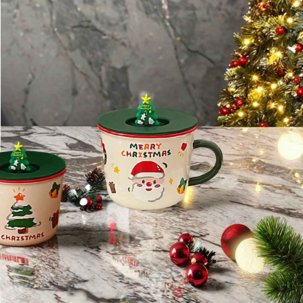 Customizable Logo Ceramic Mug Creative Mini Porcelain Coffee Cup for Tea Beer and Water Christmas Gift for Couples with Lid