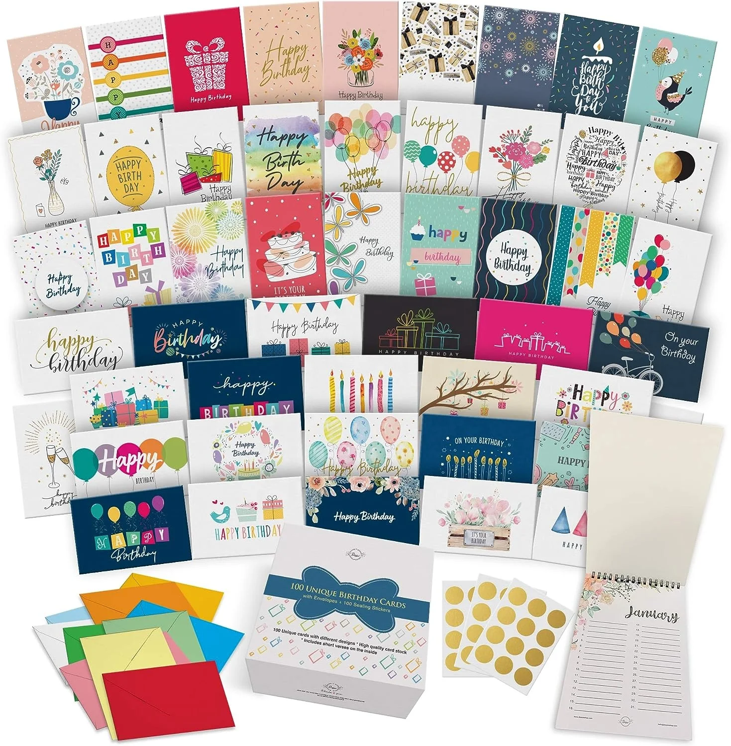 Variety Assorted Custom Happy Birthday Bulk Greeting Cards With Envelopes