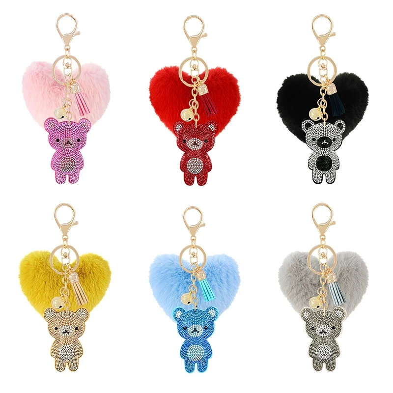 YiWu Wholesale Cute Gift for Children Rhinestone Bear Keychain Cheap Diamond Keychain