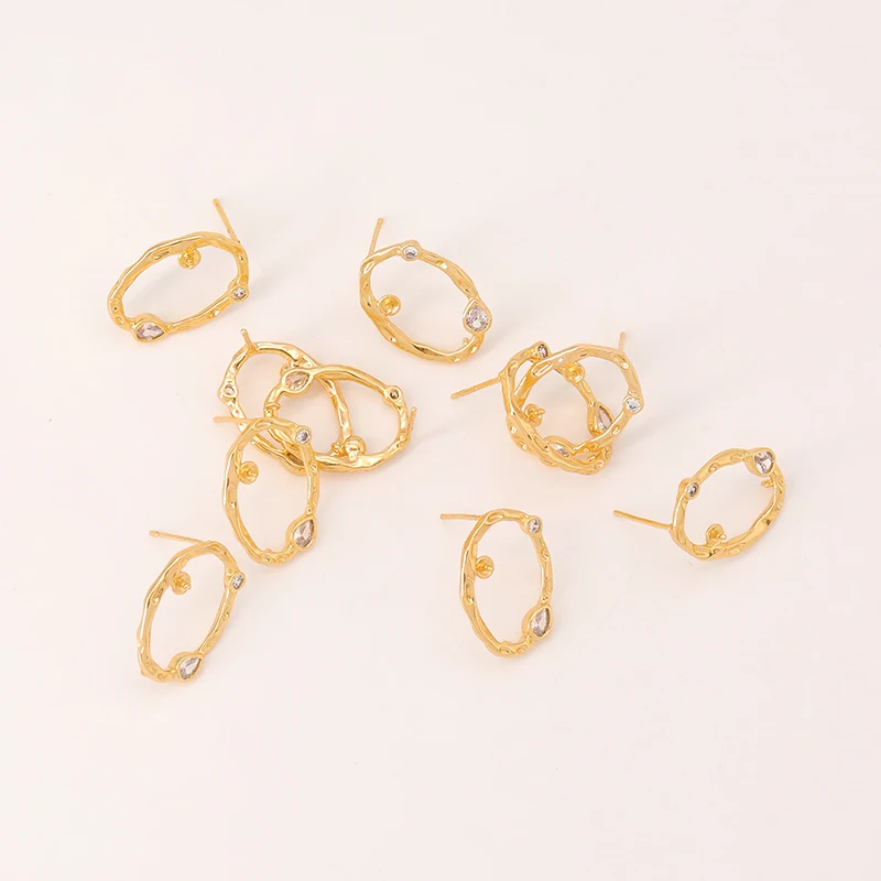 Zhongxing New ht selling earring accessories wholesale French style earrings micro-set zircon earrings spot DIY handmade ear pin