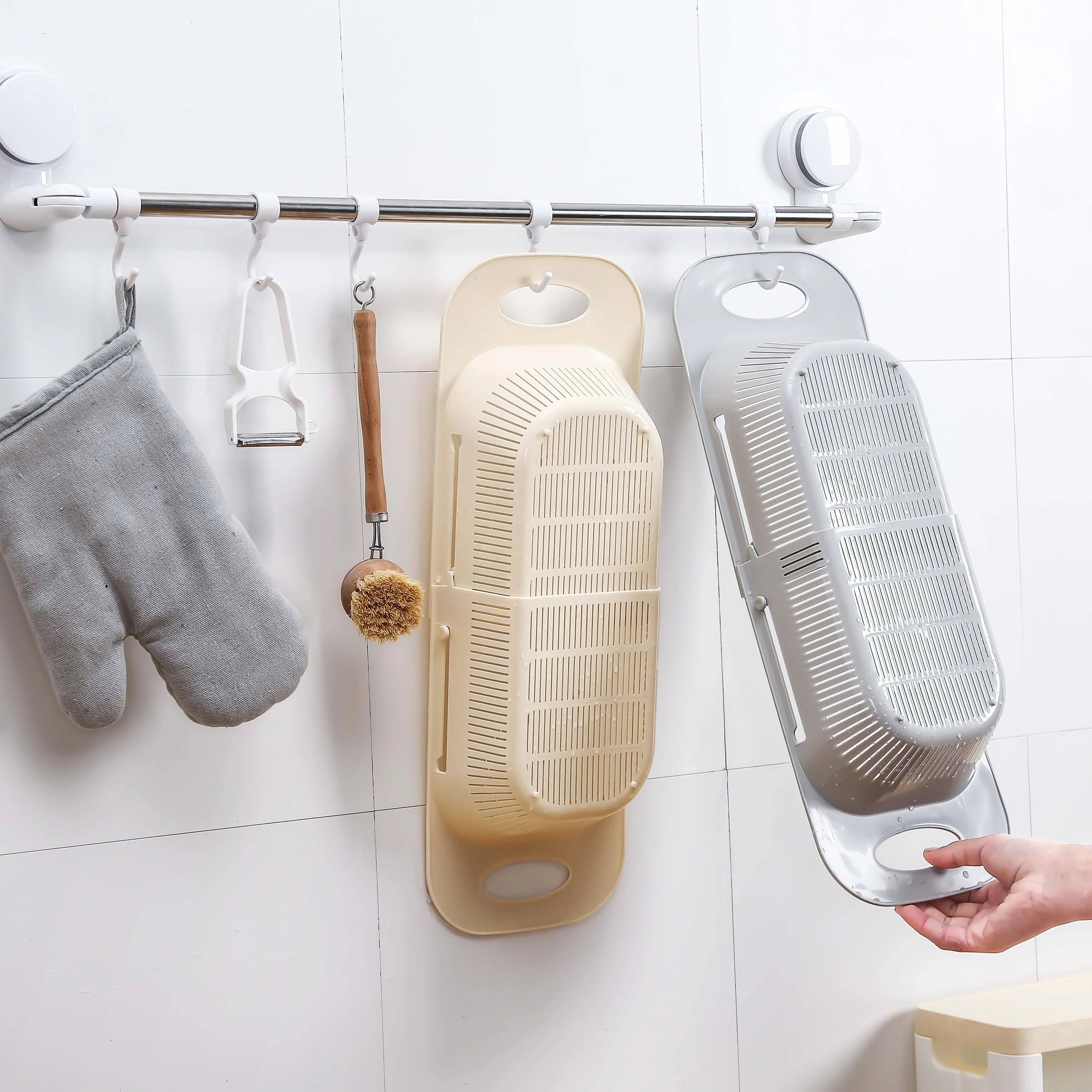 Kworld Custom Good Quality Printed Plastic Dish Drying Racks Kitchen Draining Accessories