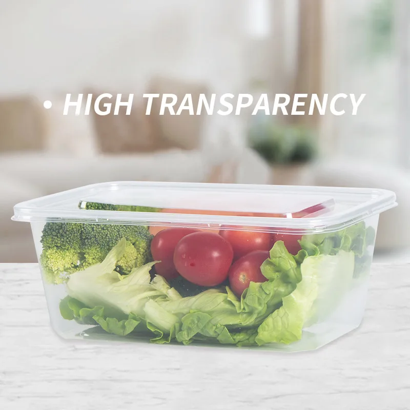 Hot Selling 500ml 650ml 750ml 1000ml Clear Packaging Microwavable Safe Plastic Pp Food Container Custom Takeout To Go Boxes