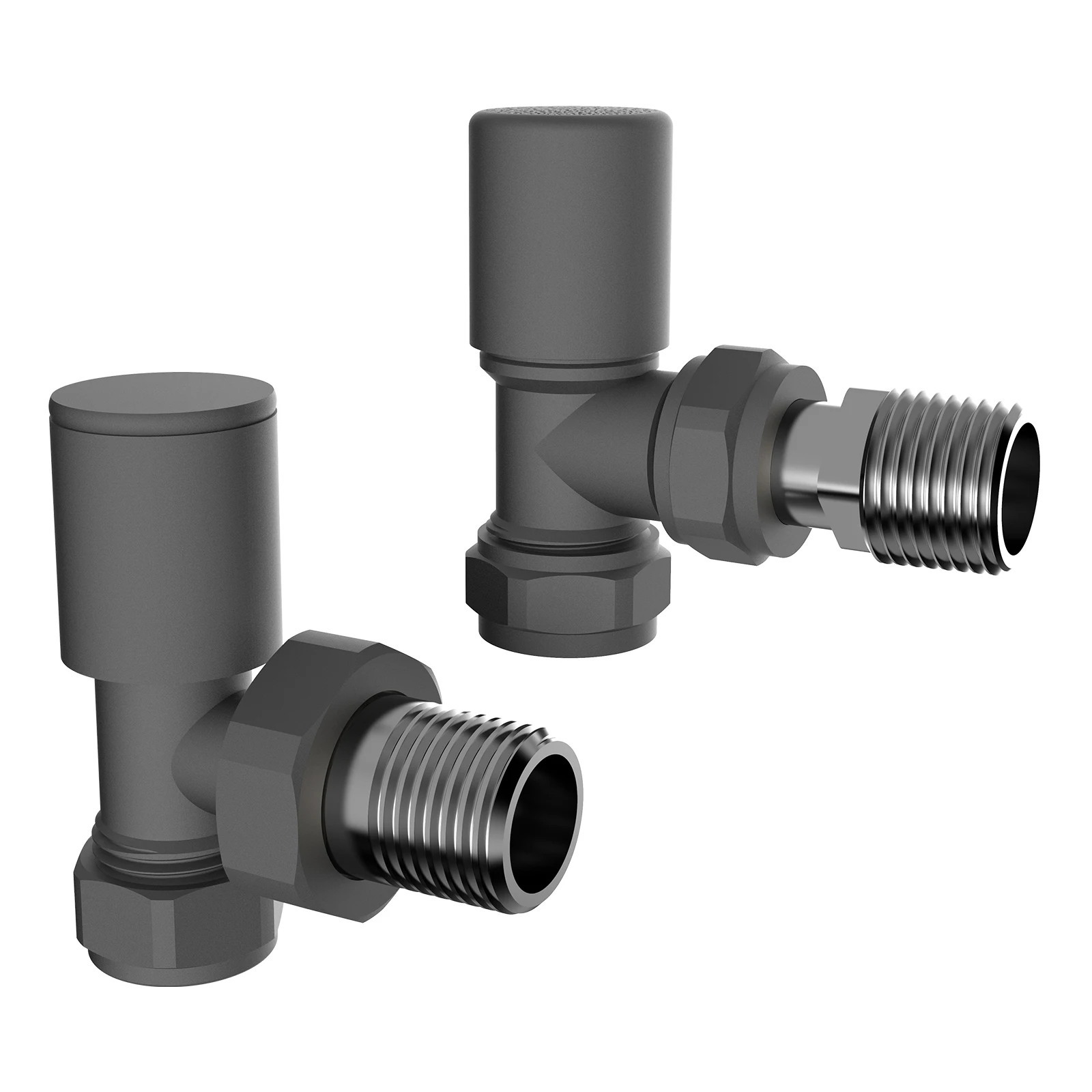 BODE Hot Sale Round Handle Anthracite Color Sand Finish Brass Thermostatic Angle Set Radiator Valves