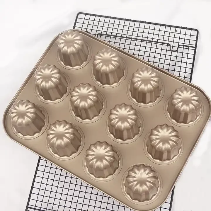 Canele Mold Baking Pans Non-Stick Canele Muffin Bakeware Cupcake Pan for Cupcakes