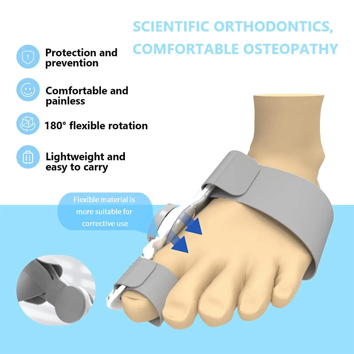 Bunion Corrector for Women and Men Orthopedic Toe Straightener, Adjustable Bunion Splint with Toe Separator  Day Night Support