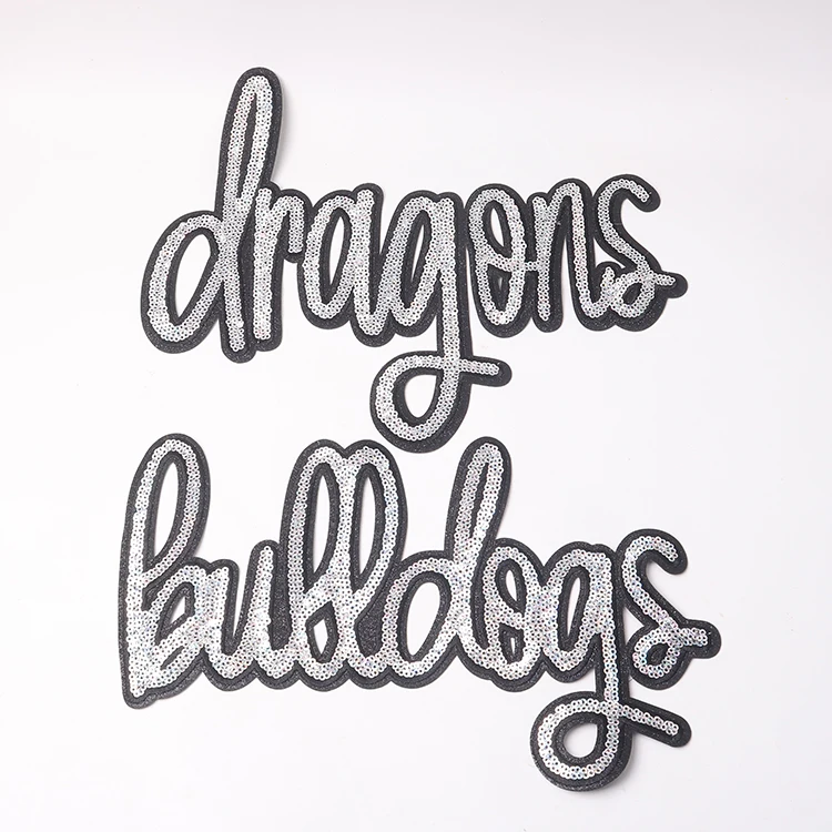 Hot selling heat press OEM ODM cute mascot patch fox doll custom iron on dragons tiger word mascot sequin patches for sweatshirt