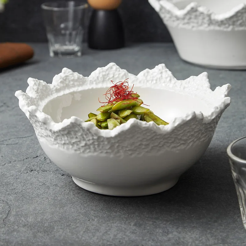 Surface Sizes Option Dinnerware Matte White Hotel Wedding Ceramics Dinner Plates Bowl Ceramic Porcelain Plate