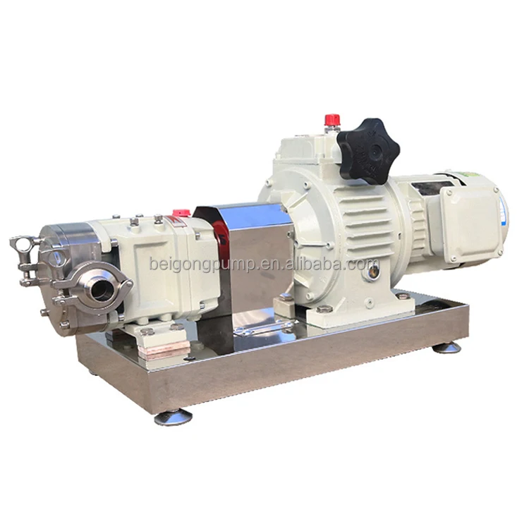 Stainless Steel 2-3 Lobe Cam Rotary Pump Motor Powered Transfer Gear Type Pump for Water Edible Oil Juice Jam Sauce