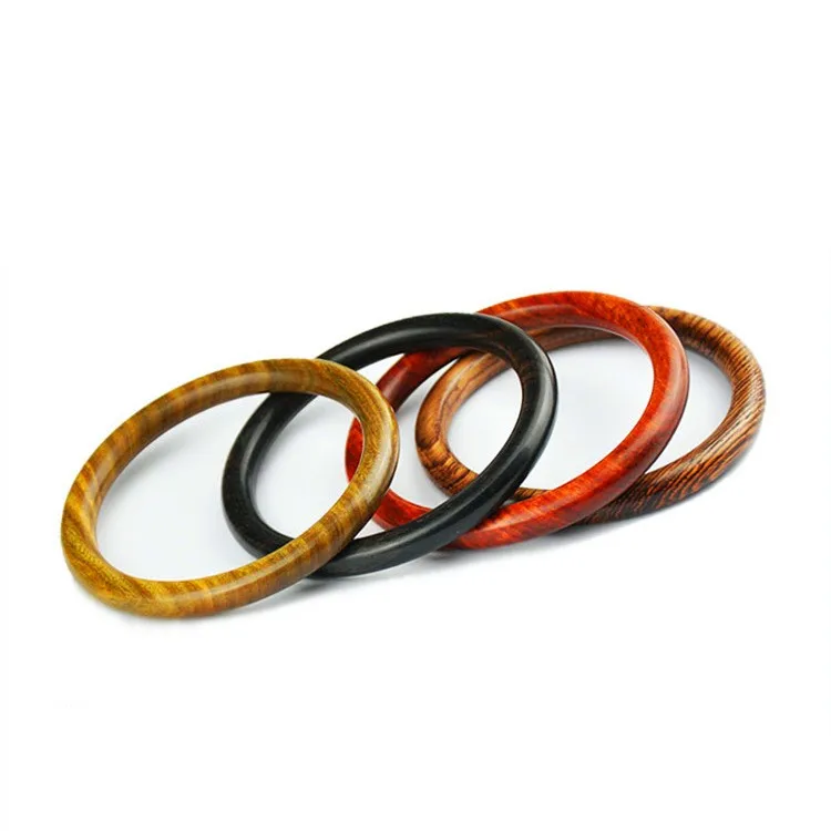 Natural Sandalwood Luxury Jewelry Gift Wristband Ebony Wood Bangle Round Wooden Bracelet