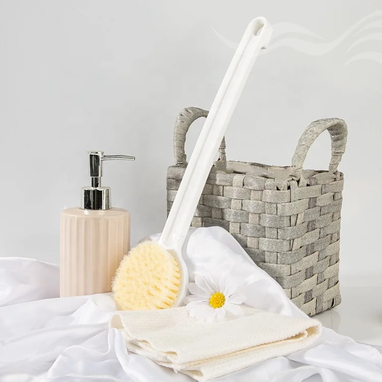Japanese Style Rubbing Back Exfoliating Shower Brush Nylon Bristles Plastic Long Handle Bath Body Massage Brush
