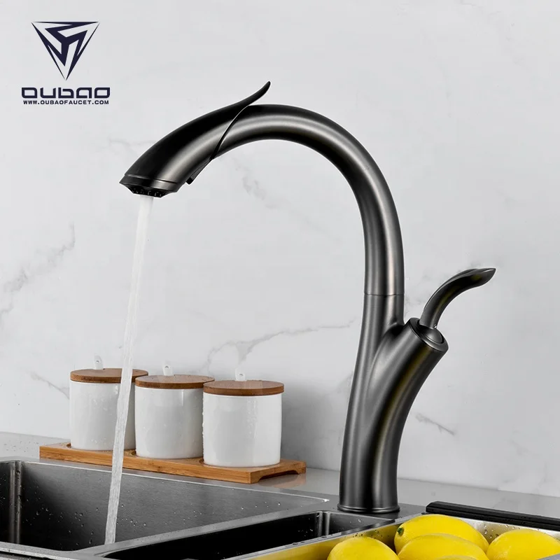 UPC NSF 61 9 Gunmetal Kitchen Water Faucet Single Handle Pull Down Kitchen Faucet For Kitchen Sink