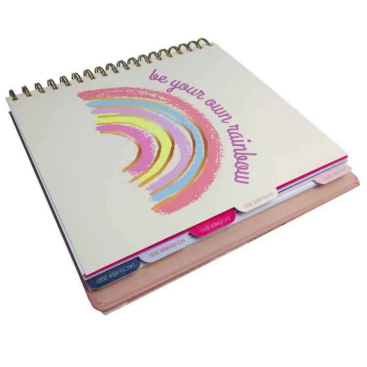 Custom Printing Daily To-do Planner 8.5*11inch Twin-ring Binding Organizer Notebook Business Work Planner with 18 Month Tabs
